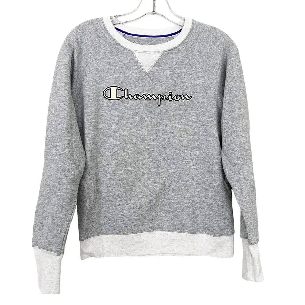 Champion Gray Crewneck Spell Out Sweatshirt Sz XS